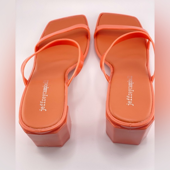 NWOB Women’s Jeffrey Campbell Jamm-3 Jelly High Heel Slide Sandals Peach Pink - Picture 8 of 10